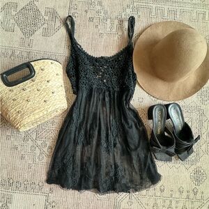 Black crochet Lacey shear dress/cover up
